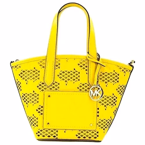 Michael Kors Kimber Small Daffodil Leather 2-In-1 Zip Tote Messenger Bag Purse