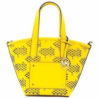 Michael Kors Kimber Small Daffodil Leather 2-In-1 Zip Tote Messenger Bag Purse 1