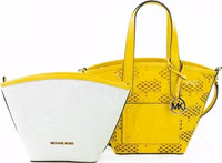 Michael Kors Kimber Small Daffodil Leather 2-In-1 Zip Tote Messenger Bag Purse 4