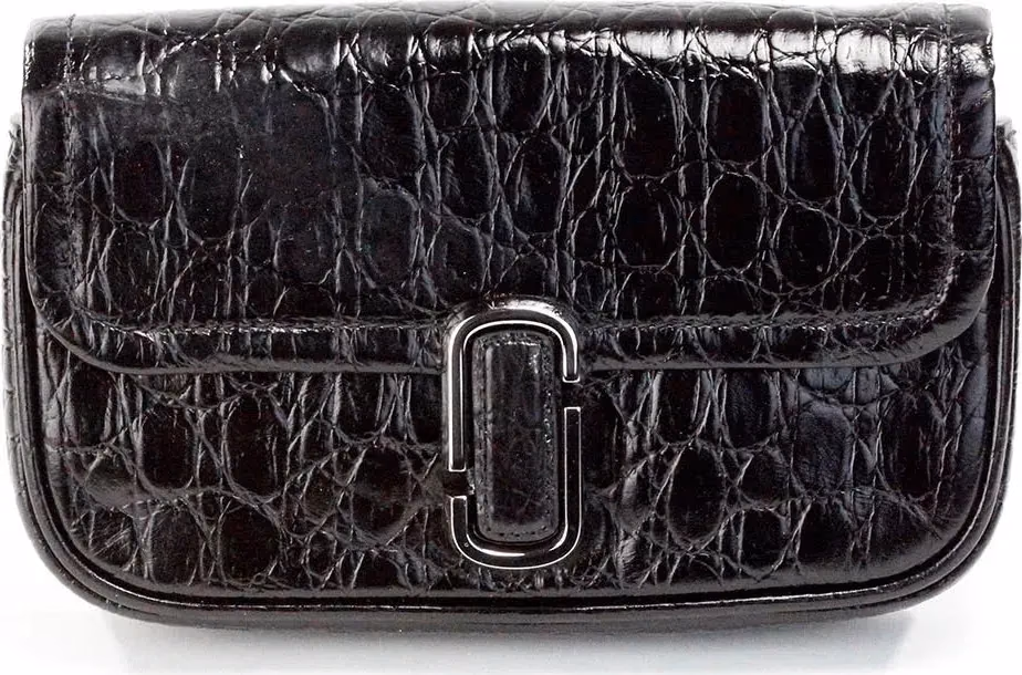 Marc Jacobs The Mini Shoulder Bag Black Embossed Leather Crossbody Bag