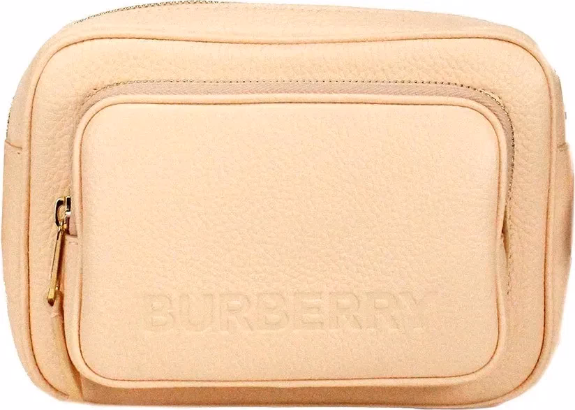 Burberry Small Branded Peach Pink Grainy Leather Camera Crossbody Bag