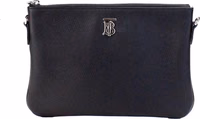 Burberry Peyton Monogram Black Leather Pouch Crossbody Bag Purse 1