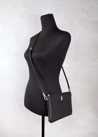 Burberry Peyton Monogram Black Leather Pouch Crossbody Bag Purse 2