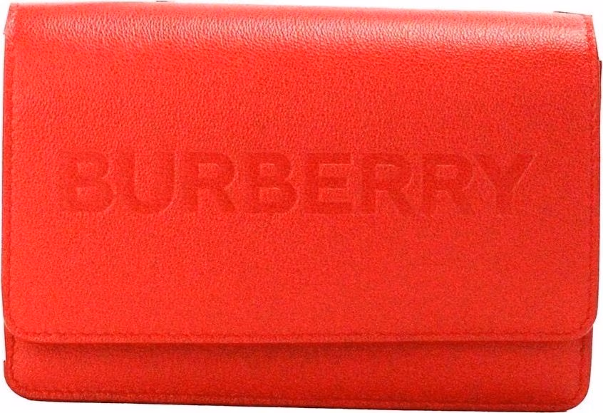 Burberry Hampshire Small Red Embossed Logo Smooth Leather Crossbody Bag