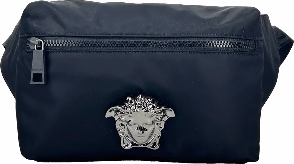 Versace Medusa Black Nylon Belt Bag Waist Fanny Pack Purse