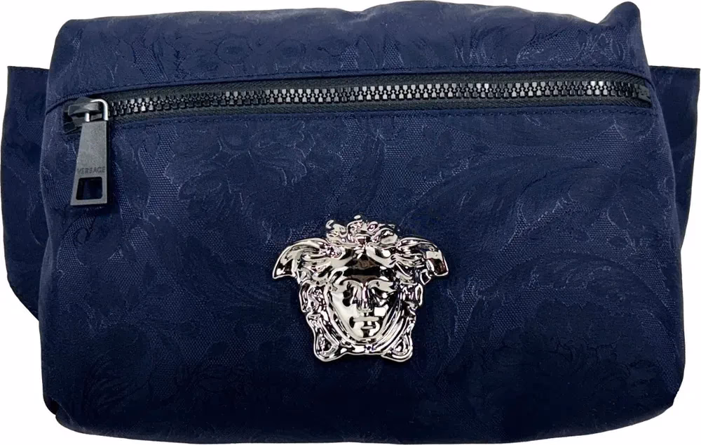 Versace Medusa Navy Nylon Belt Bag Waist Fanny Pack Purse