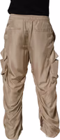 Brown Ruched Cargo Parachute Men Jogger Pants 4