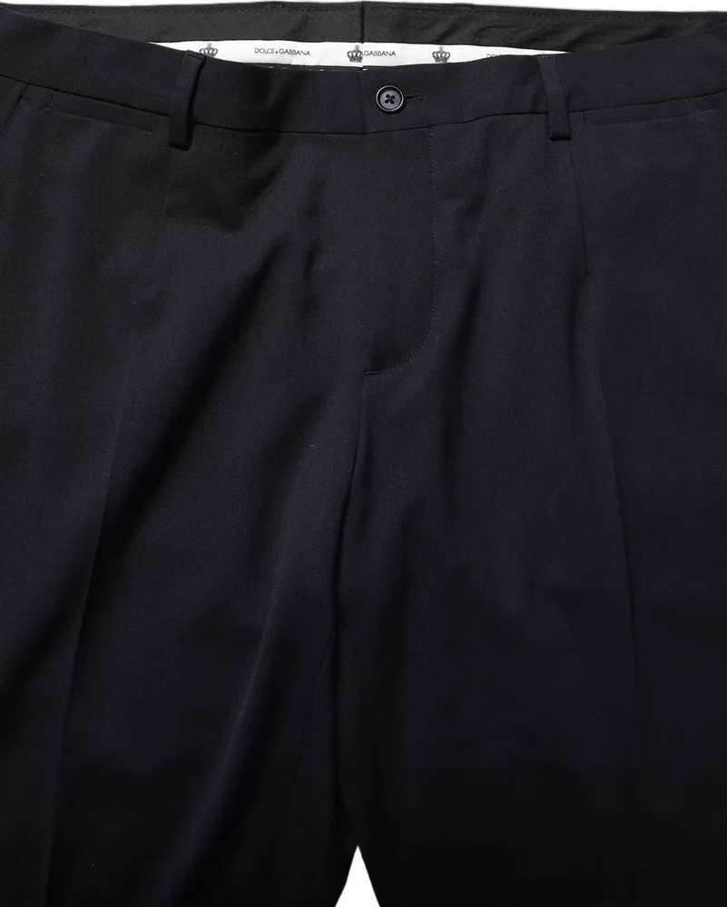 Black Wool Tapered Leg Dress Trouser Pants