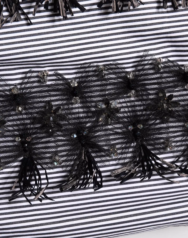 BlackGray Pinstripe Embellished Trouser Pants