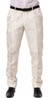 White Floral Men Dress Formal Trouser Pants 2
