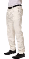 White Floral Men Dress Formal Trouser Pants 3