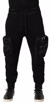 Black Mid Waist Cargo Jogger Sweatpants Pants 2