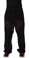 Black Lace Mid Waist Jogger Men Trouser Pants 2