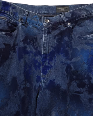 Blue Tie Dye Cotton Men Straight Denim Jeans