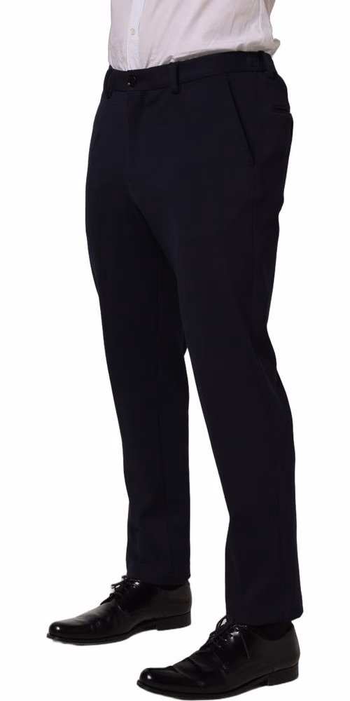 Black Cotton Tapered Leg Dress Trouser Pants