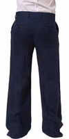 Blue Linen Straight Men Dress Trouser Pants 4