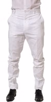 White Cotton Tapered Leg Dress Trouser Pants 2
