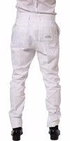 White Cotton Tapered Leg Dress Trouser Pants 4