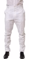White Cotton Tapered Leg Dress Trouser Pants 5