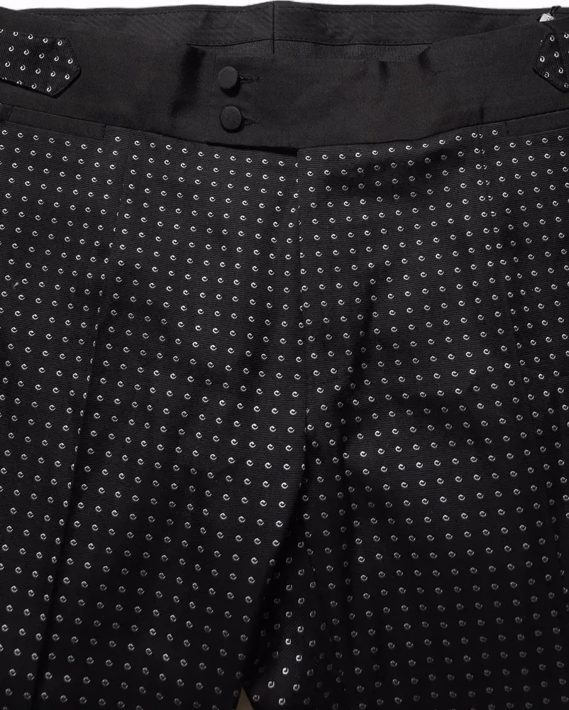 Black Polka Dot Cotton Dress Trouser Pants