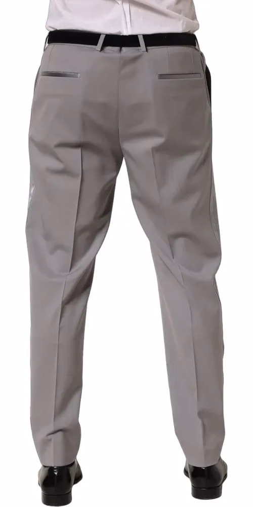 Gray Wool Tapered Men Dress Trouser Pants
