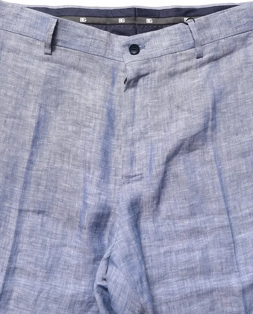 Light Blue Linen Straight Dress Trouser Pants