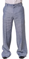 Light Blue Linen Straight Dress Trouser Pants 2