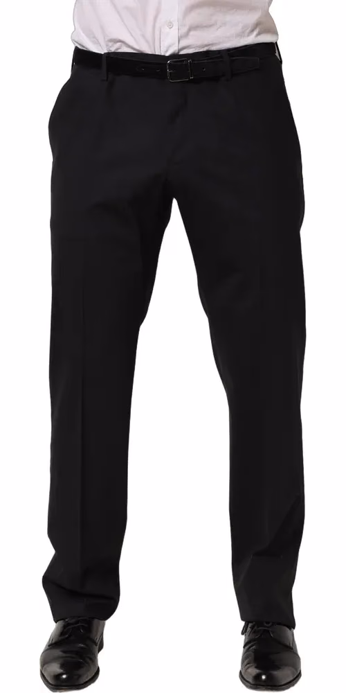 Black Wool Tapered Leg Dress Trouser Pants