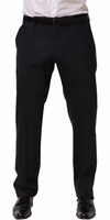 Black Wool Tapered Leg Dress Trouser Pants 1