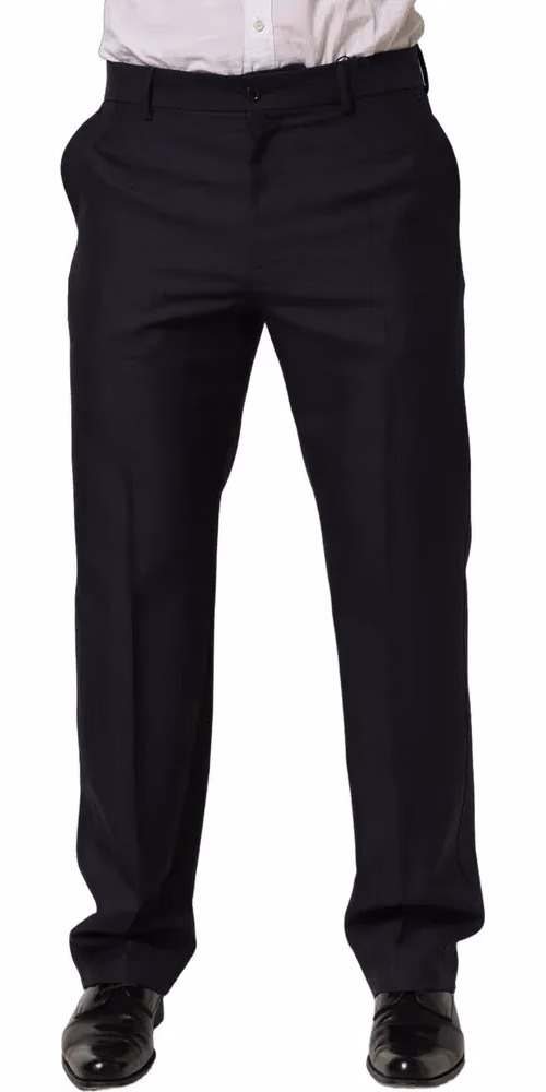 Black Wool Tapered Leg Dress Trouser Pants