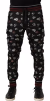 Pants Black Ring Print Silk Jogging Trousers 2