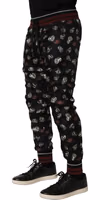 Pants Black Ring Print Silk Jogging Trousers 3