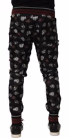 Pants Black Ring Print Silk Jogging Trousers 4
