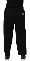 Black Mid Waist Straight Men Trouser Pants 3