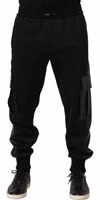 Black Mid Waist Cargo Jogger Sweatpants Pants 2
