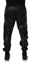 Black Mid Waist Cargo Jogger Sweatpants Pants 4