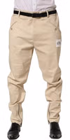 Beige Re-Editon Mid Waist Tapered Men Pants 2