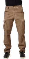 Brown Mid Waist Cargo Straight Trouser Pants 2
