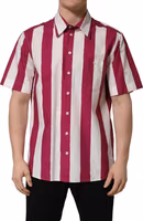 White Maroon Striped Men Short Sleeves Shirt 2