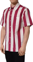 White Maroon Striped Men Short Sleeves Shirt 3