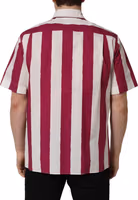 White Maroon Striped Men Short Sleeves Shirt 4