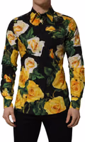Black Floral Stretch Cotton SICILIA Fit Dress Shirt 2