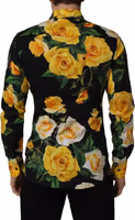 Black Floral Stretch Cotton SICILIA Fit Dress Shirt 4