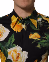 Black Floral Stretch Cotton SICILIA Fit Dress Shirt 5