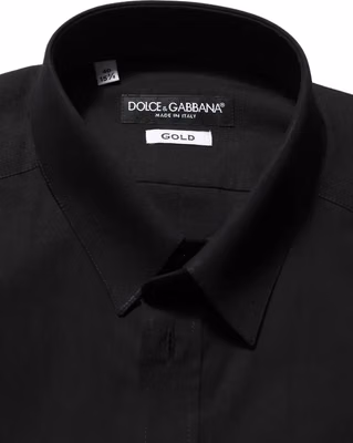 Black Cotton Stretch GOLD Fit Dress Shirt