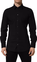 Black Cotton Stretch GOLD Fit Dress Shirt 2