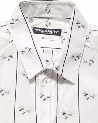 White Bee Print Cotton GOLD Fit Dress Shirt