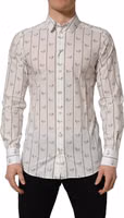 White Bee Print Cotton GOLD Fit Dress Shirt 2