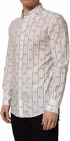 White Bee Print Cotton GOLD Fit Dress Shirt 3