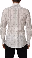 White Bee Print Cotton GOLD Fit Dress Shirt 4